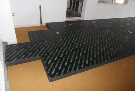 Isolation sous plancher avec granulat de beton cellulaire