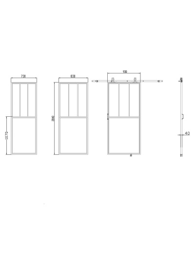 Ferrure de porte coulissante bois Quadrat 1 - Design-Mat