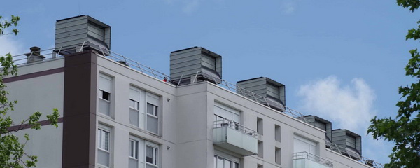La windbox vue du bas de l'immeuble