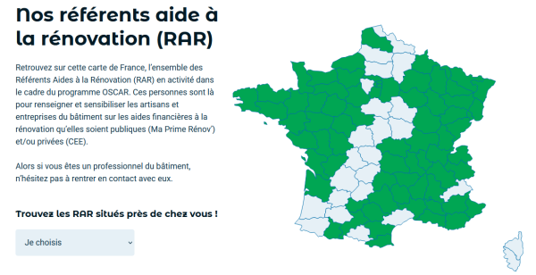 Carte de France des rÃ©fÃ©rents aide Ã  la rÃ©novation