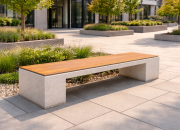 Banc béton avec assise en bois