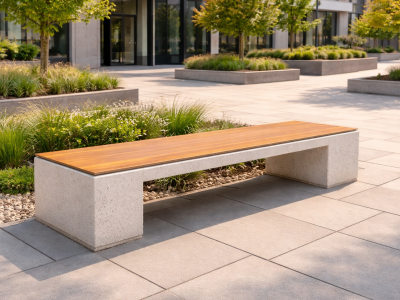 Banc béton avec assise en bois