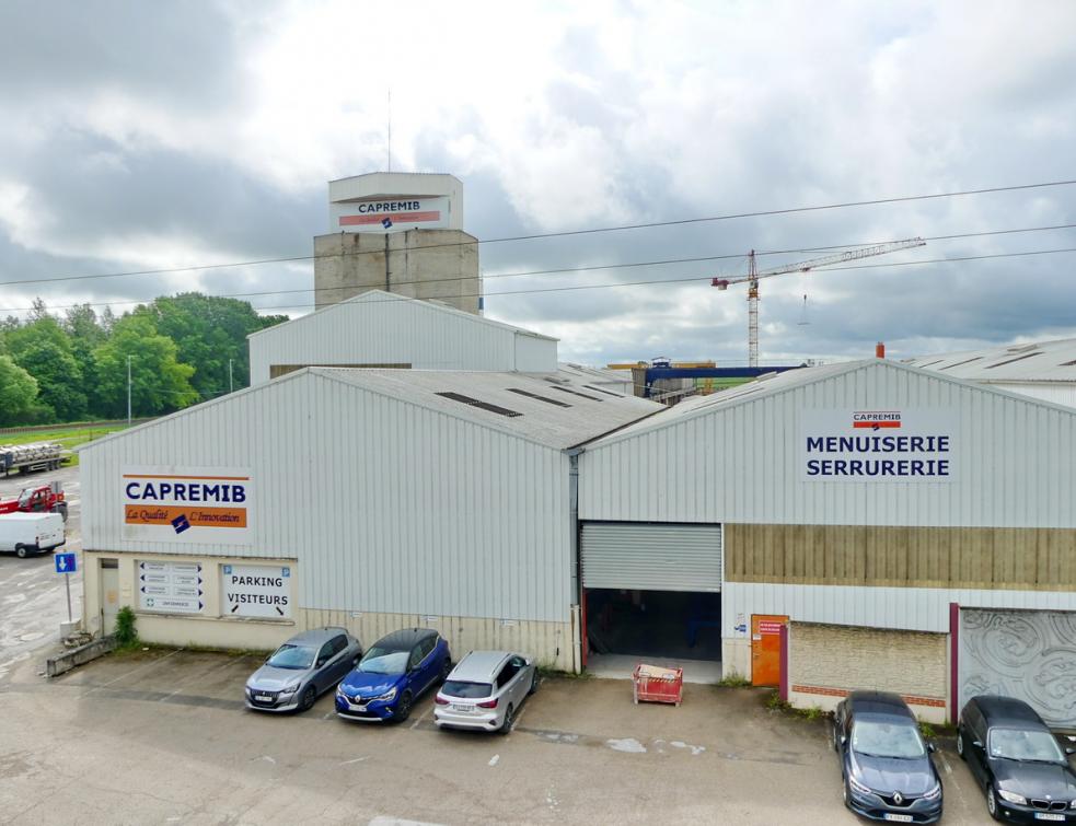 Les bâtiments du préfabricateur béton Capremib à Cormicy près de Reims