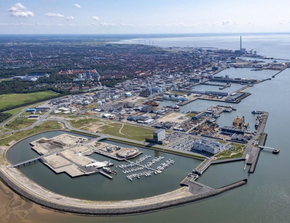 Une vue aérienne du port de Esbjerg au Danemark