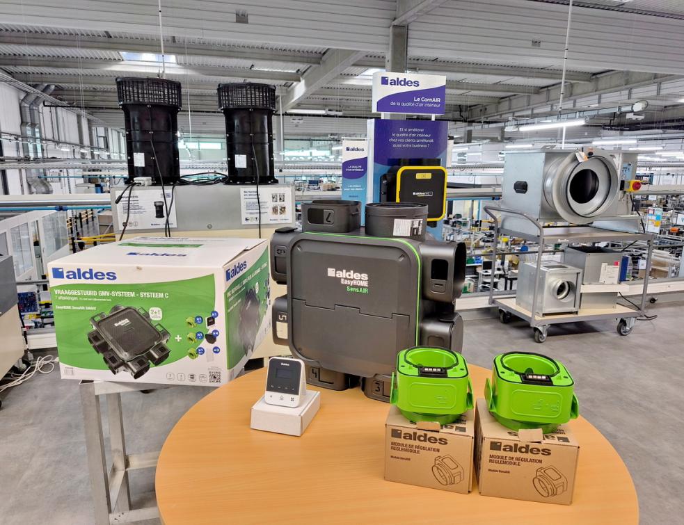 Les nouveautés d'Aldes en ventilation individuelle, exposées dans son usine de Collégien, près de Marne-la-Vallée. © Pascal Poggi