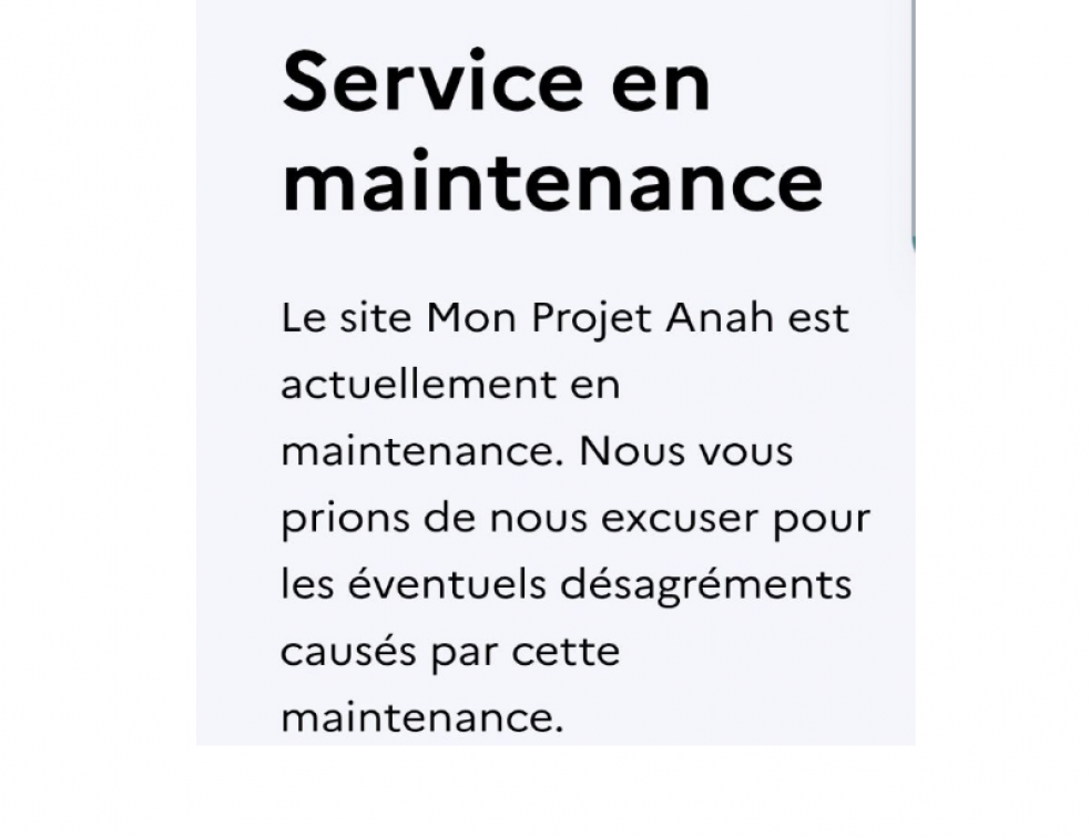 La plateforme MaPrimeRénov' en maintenance. © Laure Pophillat