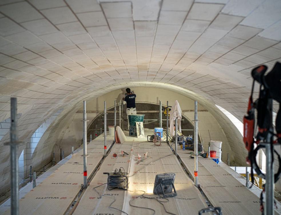 L'église de Chanceaux-sur-Choisille durant les travaux. © Placo