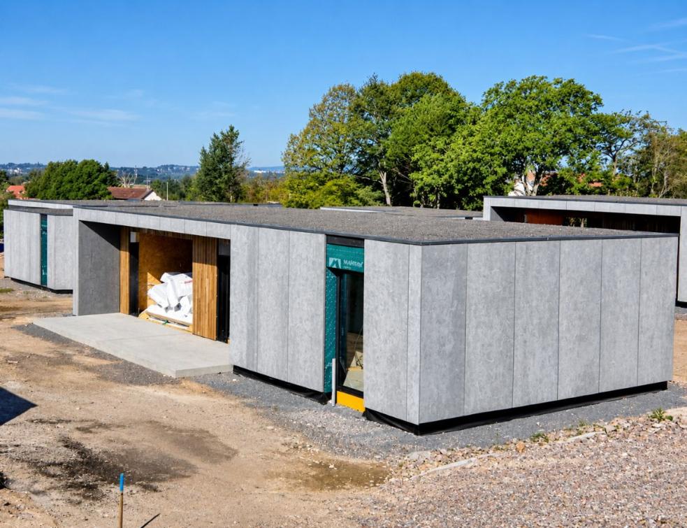 Le chantier des 17 maisons du verger de Bondilly en cours de construction près du Creusot